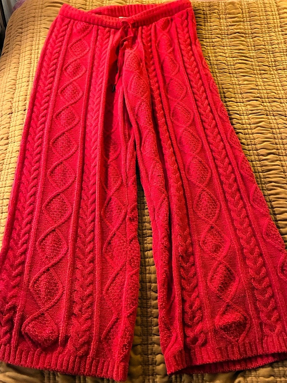 P.J. Salvage Cozy Cable Knit Lounge Pant Pants Red Medium